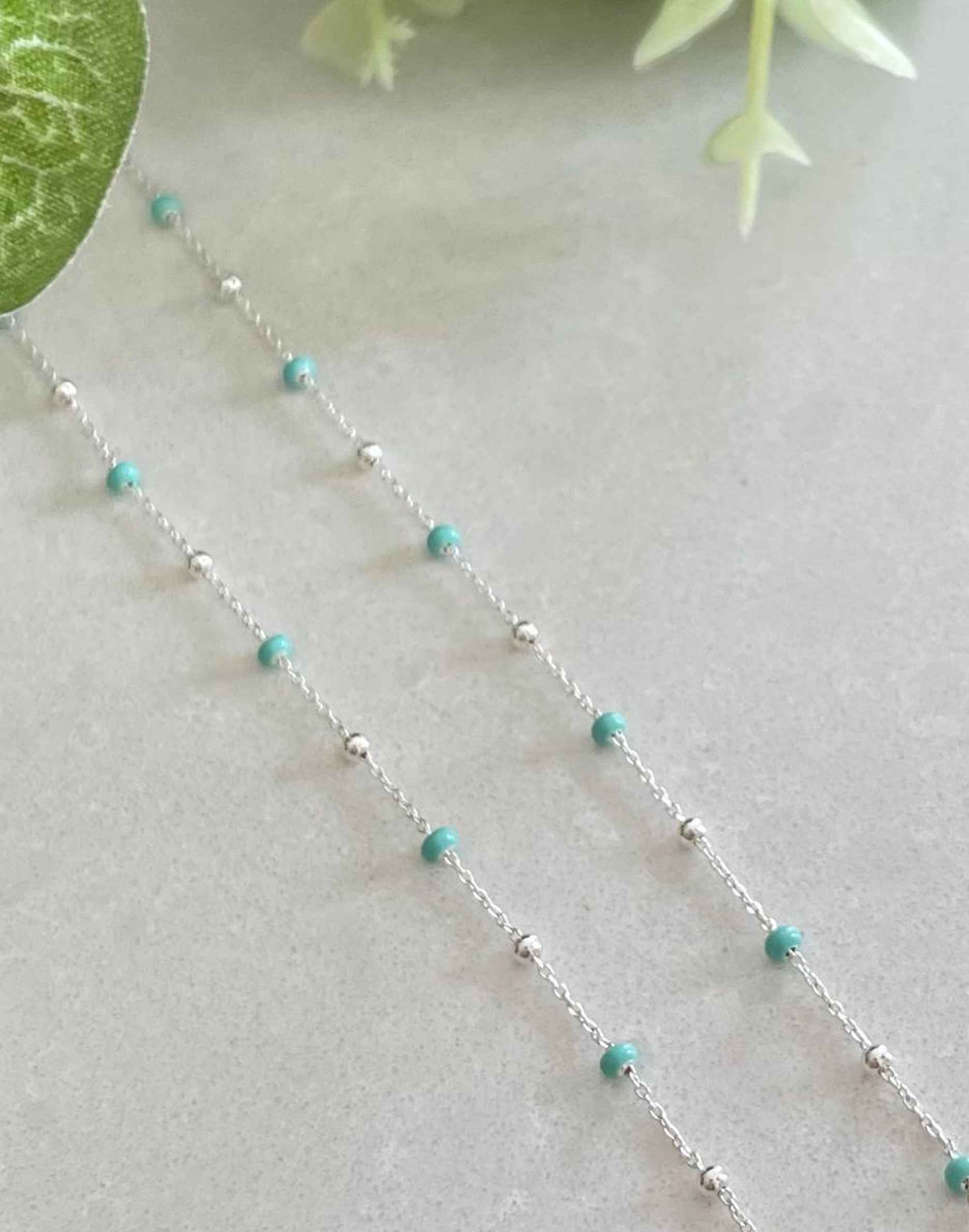 Silver Light Turquoise Enamel Necklace | Flutterby Jewellery