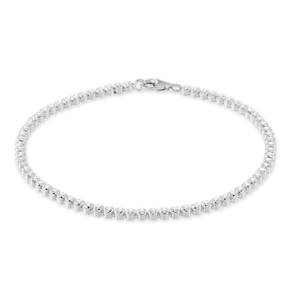 tania cubic zirconia silver tennis bracelet  on white background