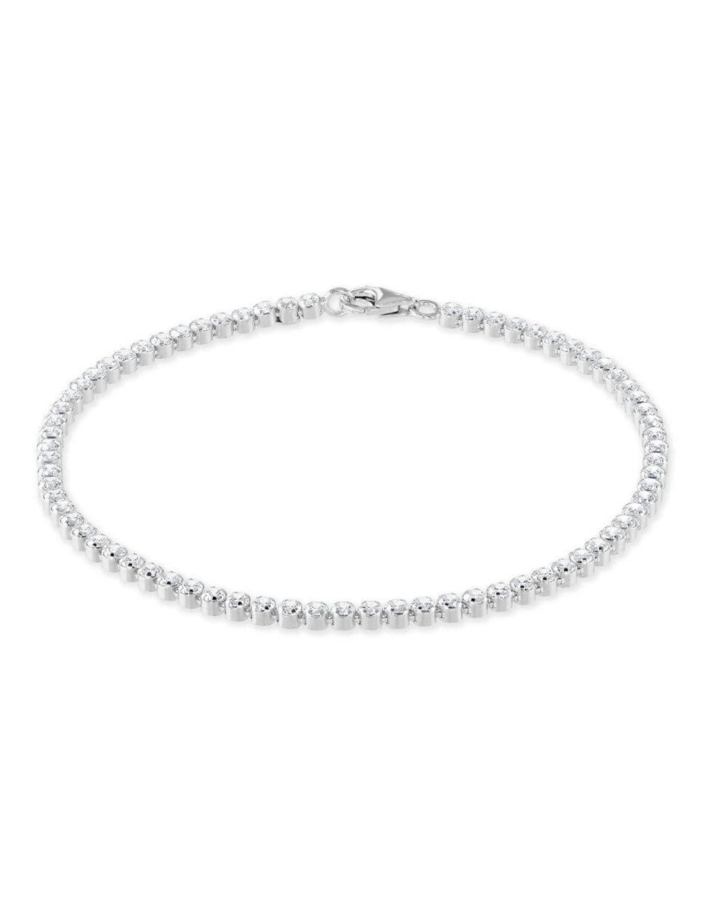 tania cubic zirconia silver tennis bracelet  on white background