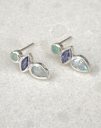 three stone stud earrings