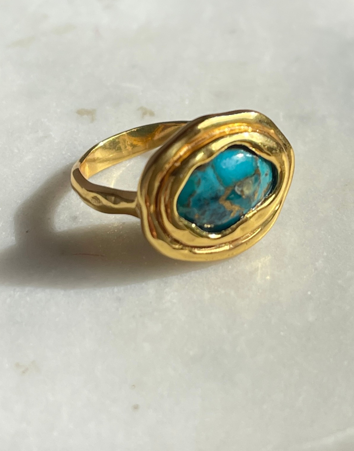 Turquoise gold cocktail ring