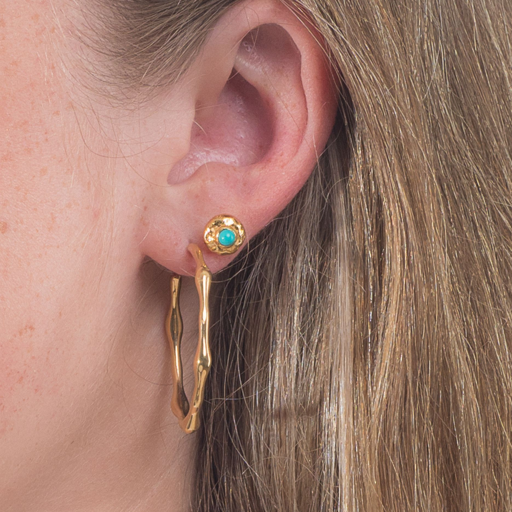Turquoise_and_Gold_Stud_Earrings in earring stack