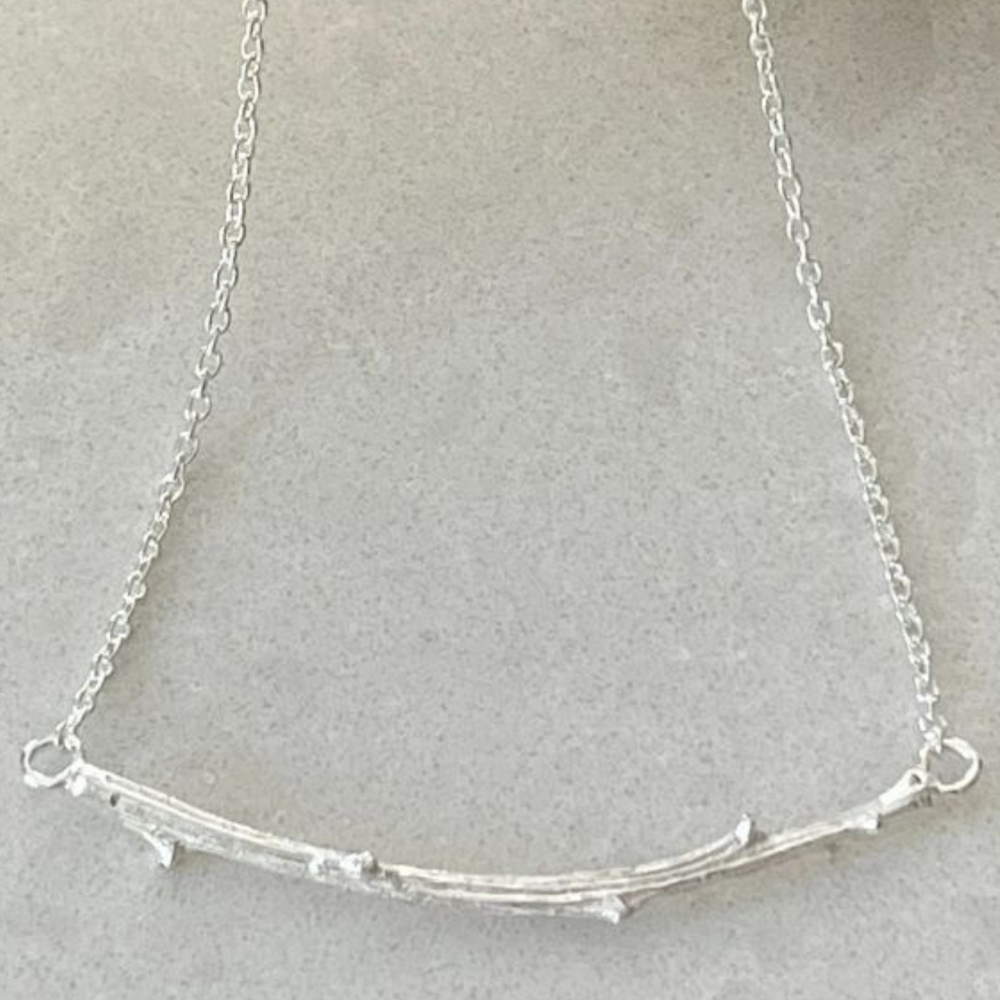 Silver twig necklace