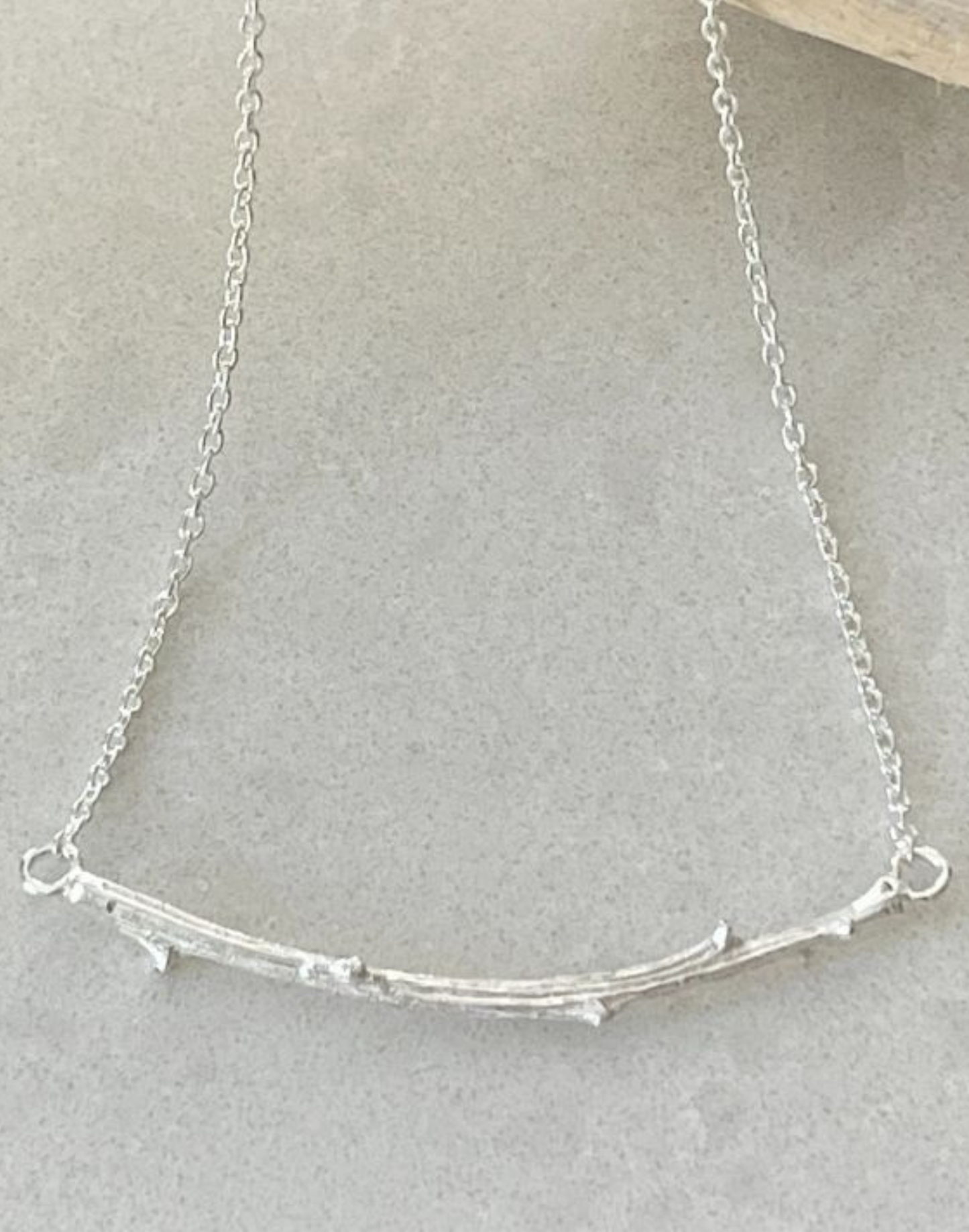 Silver twig necklace