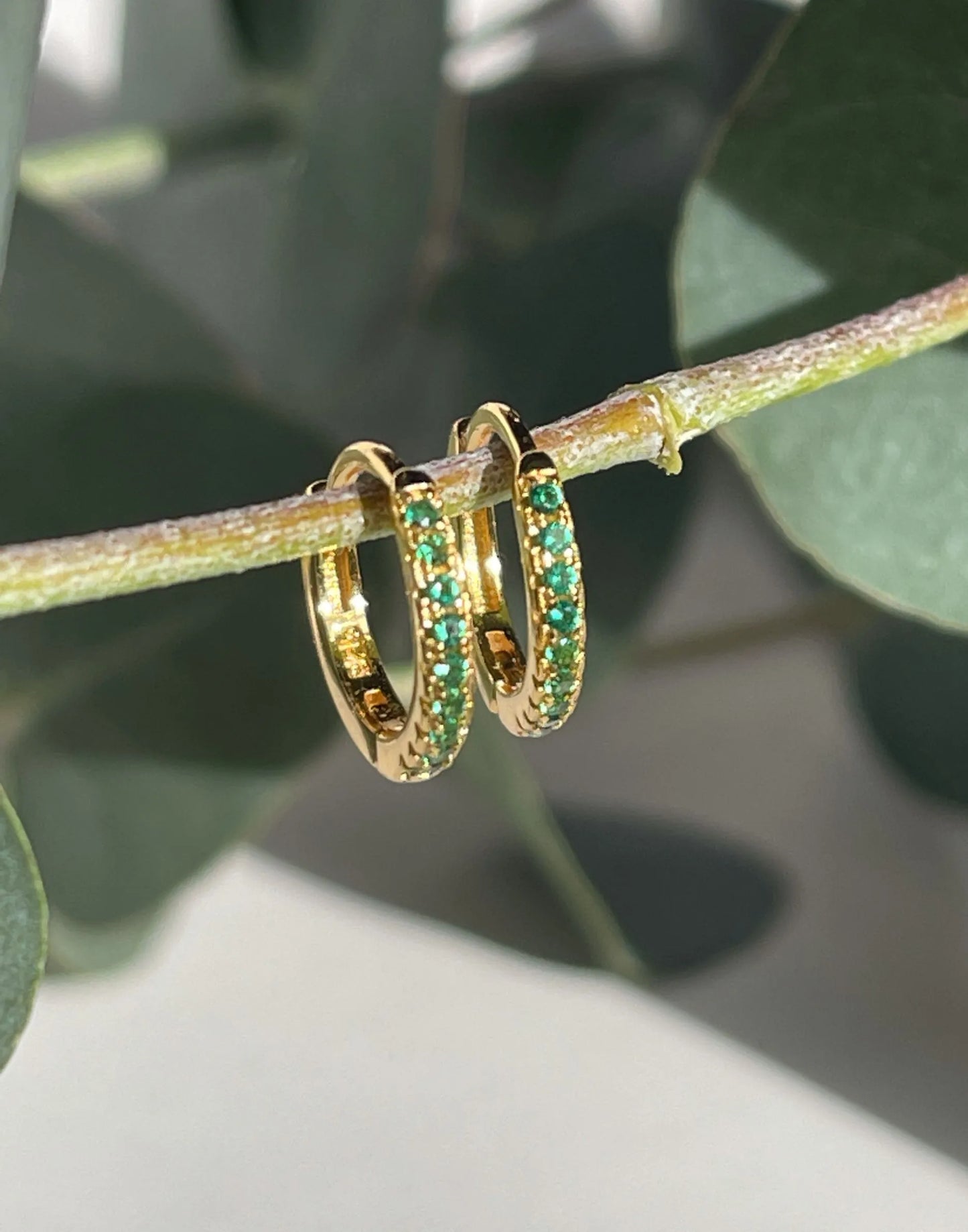 Emerald Quartz Huggies