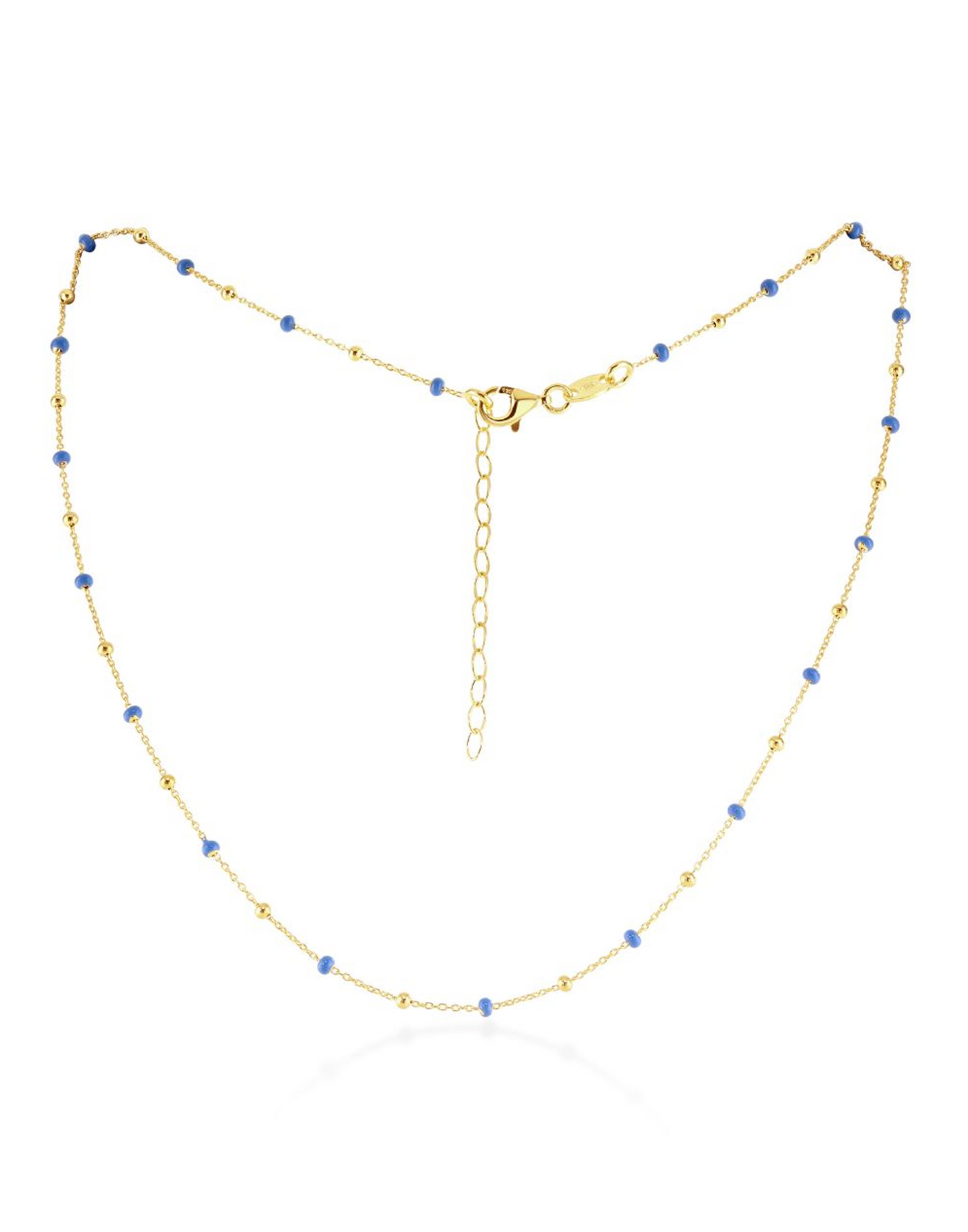 gold dark turquoise enamel necklace