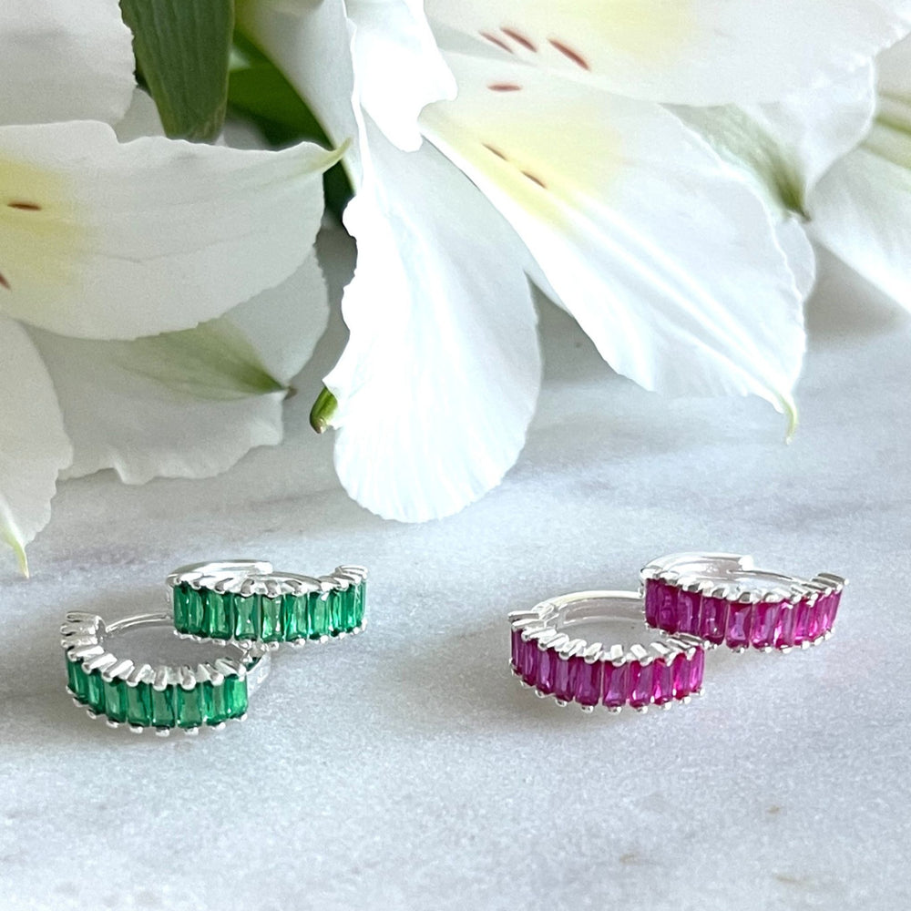 
                  
                    green and hot pink silver holiday huggies 
                  
                