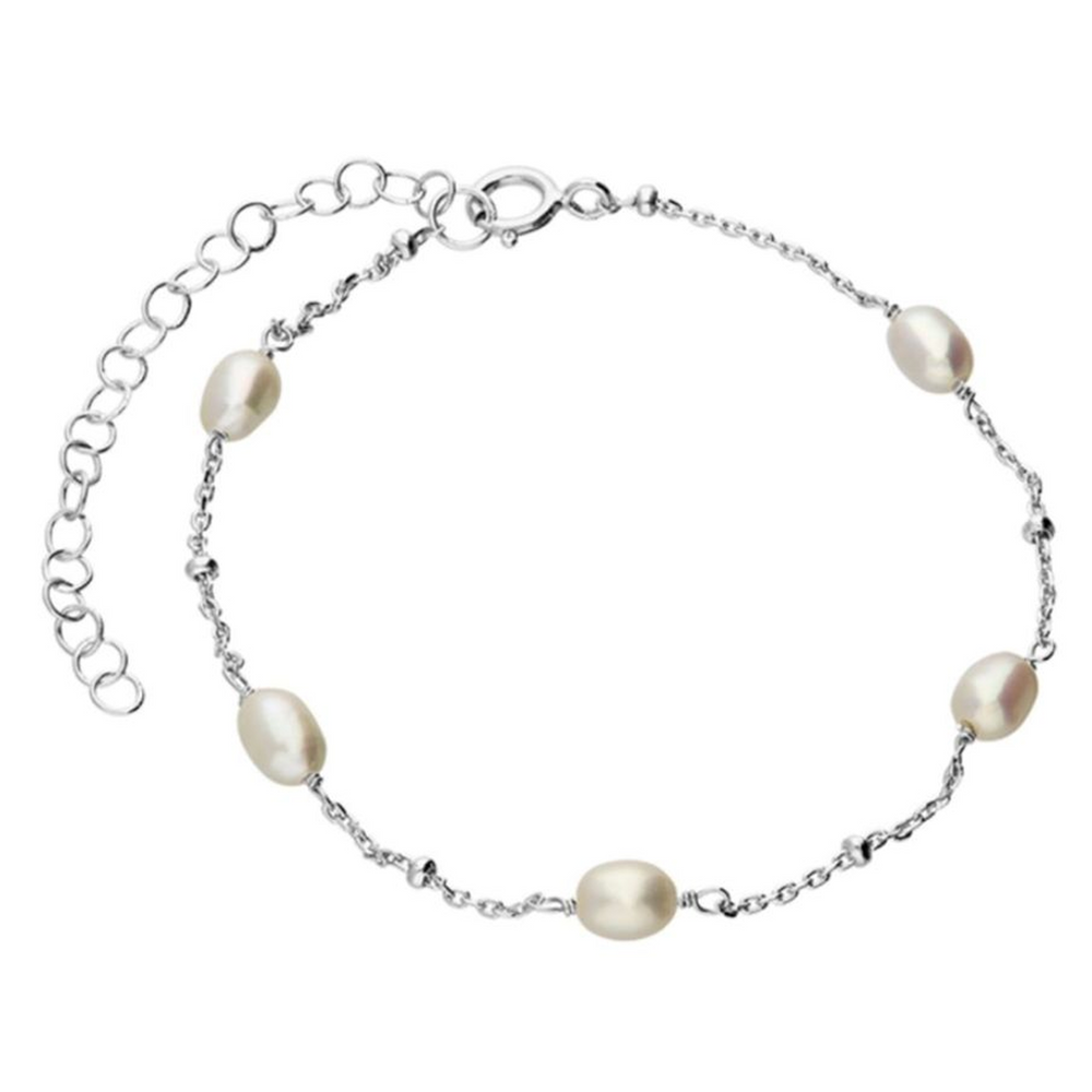 Helena pearl and silver bracelet on a white background