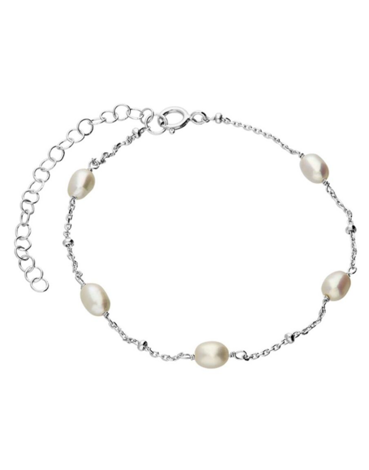 Helena pearl and silver bracelet on a white background