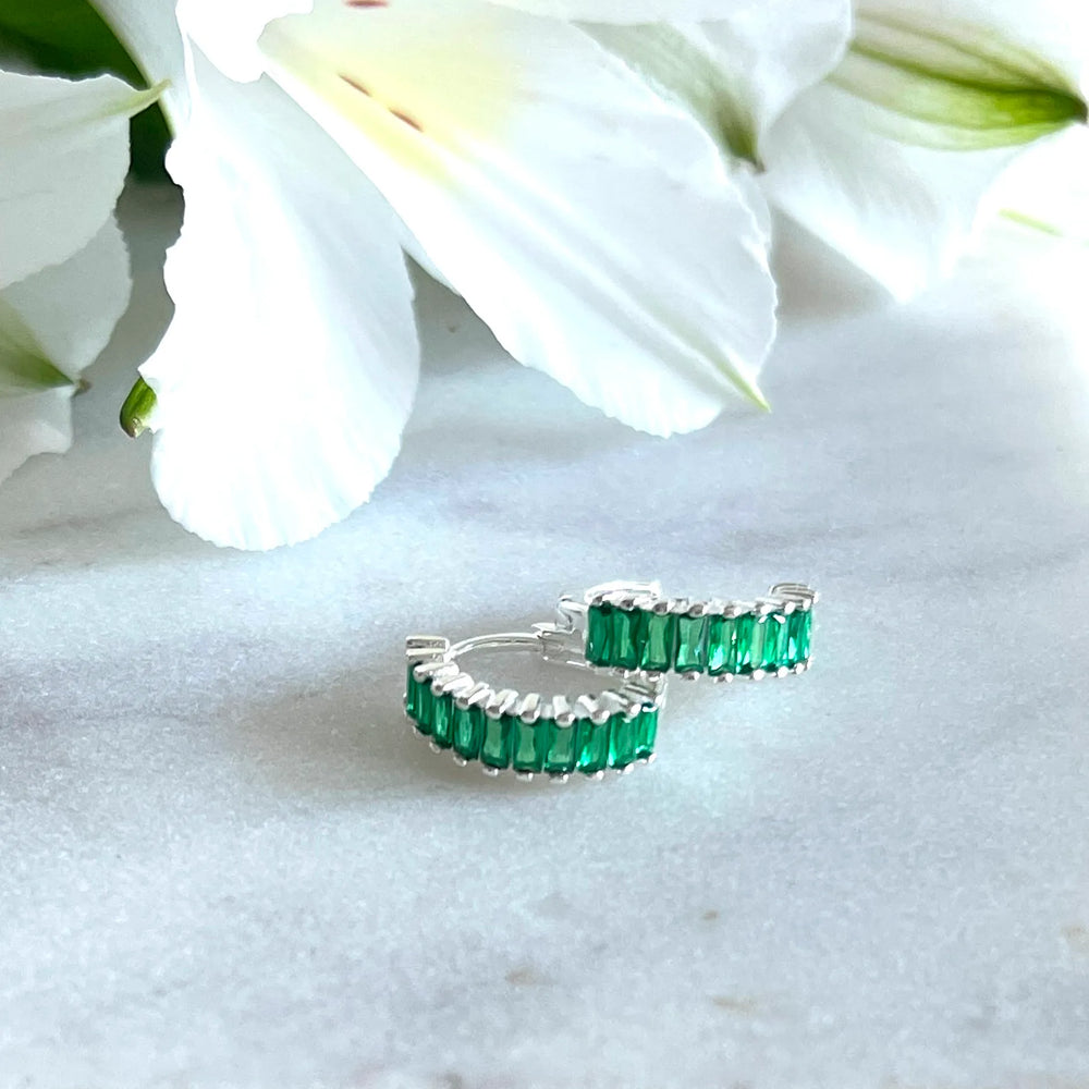 Holiday huggie earrings in green