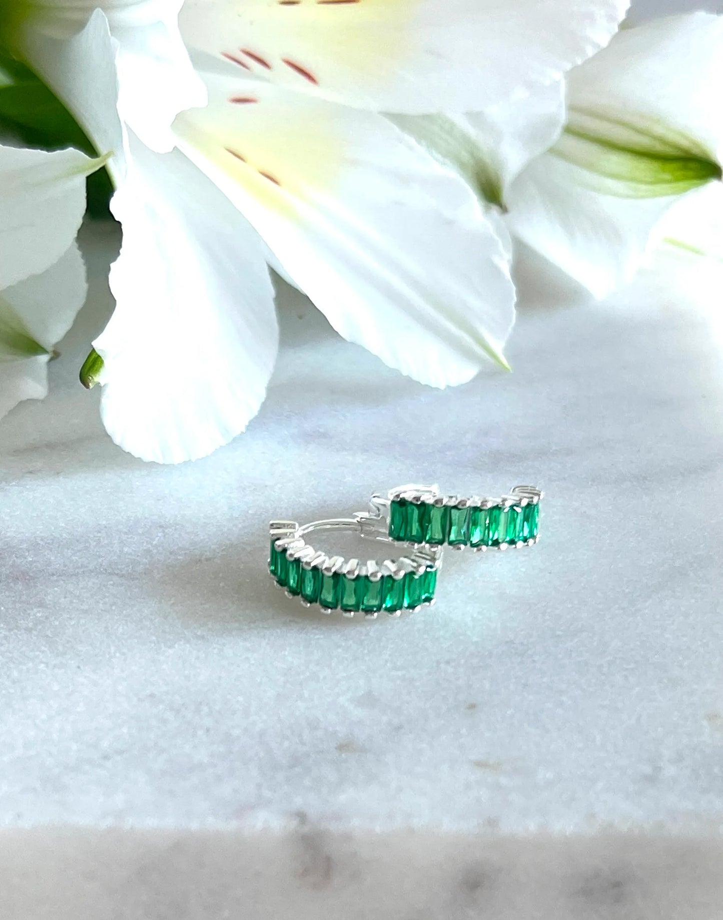 Holiday huggie earrings in green