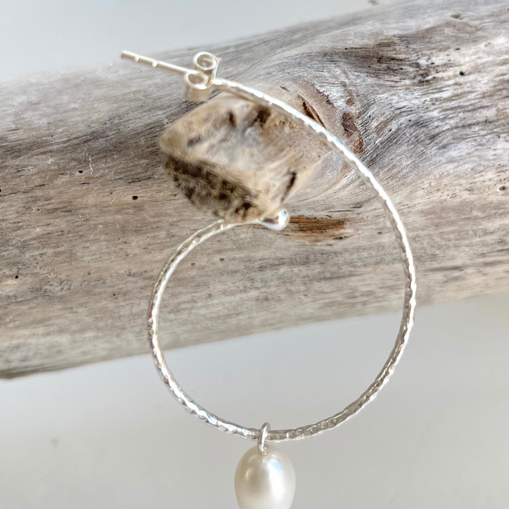 
                  
                    large silver hoop with pearl drop - one earring
                  
                