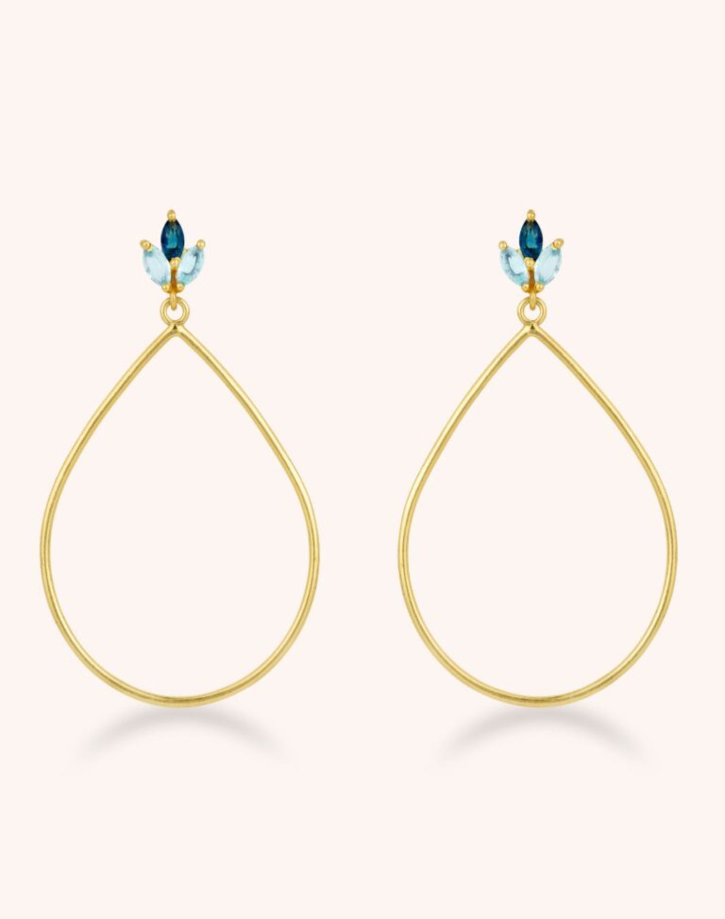 lotus flower blue topaz gold earrings