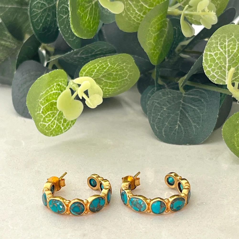 
                  
                    mojave turquoise hoops with flowers
                  
                