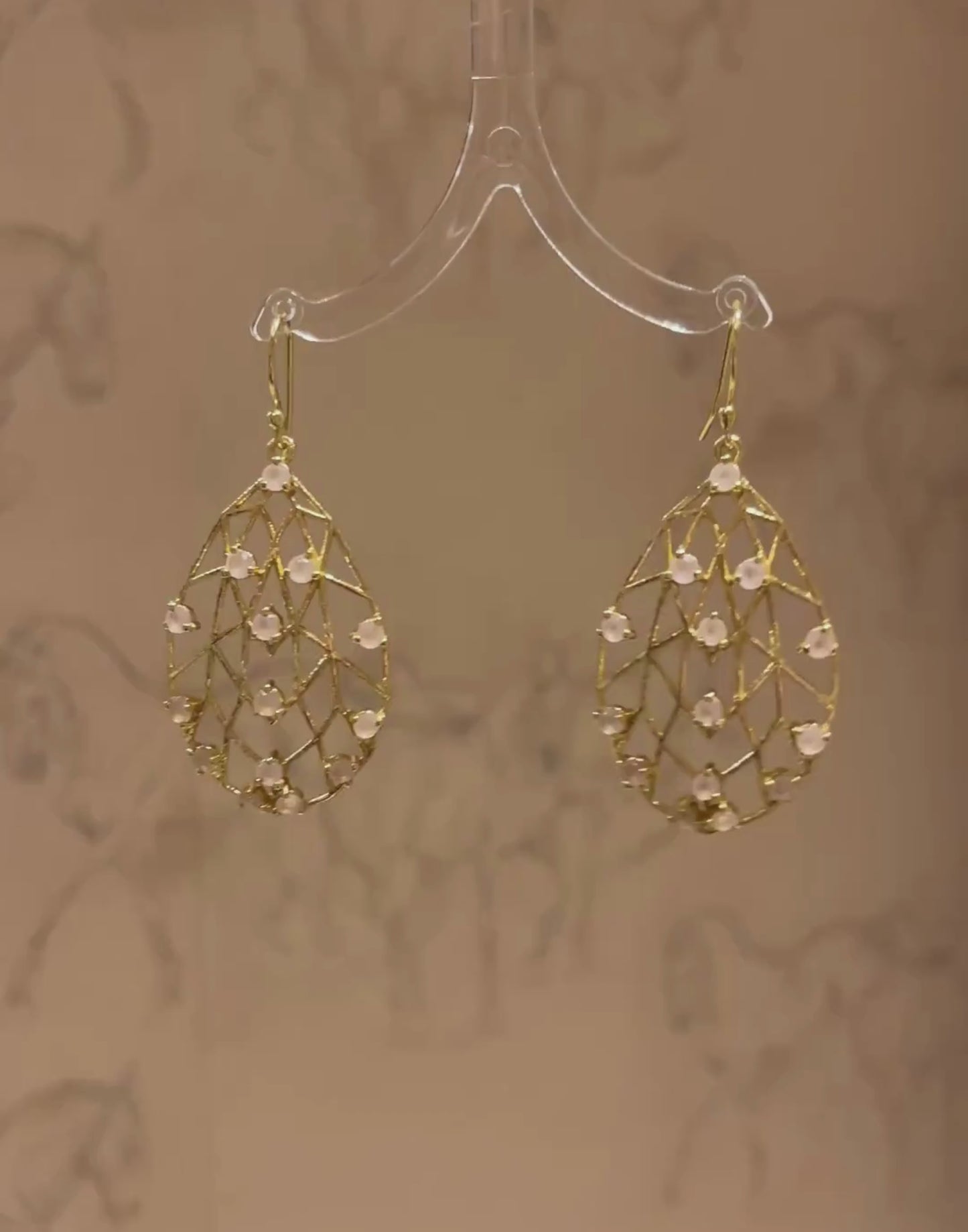 Rose Quartz Pear Drop Earrings