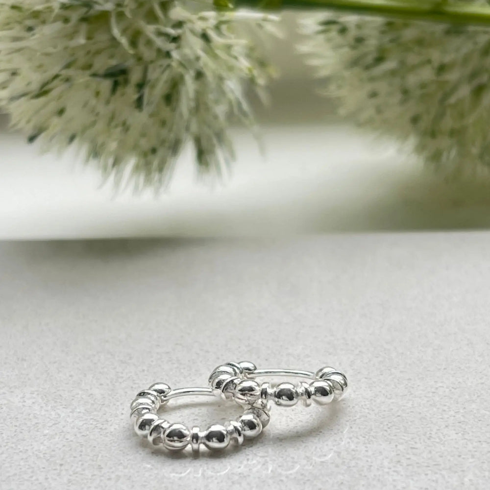 silver bobble huggies with flowers