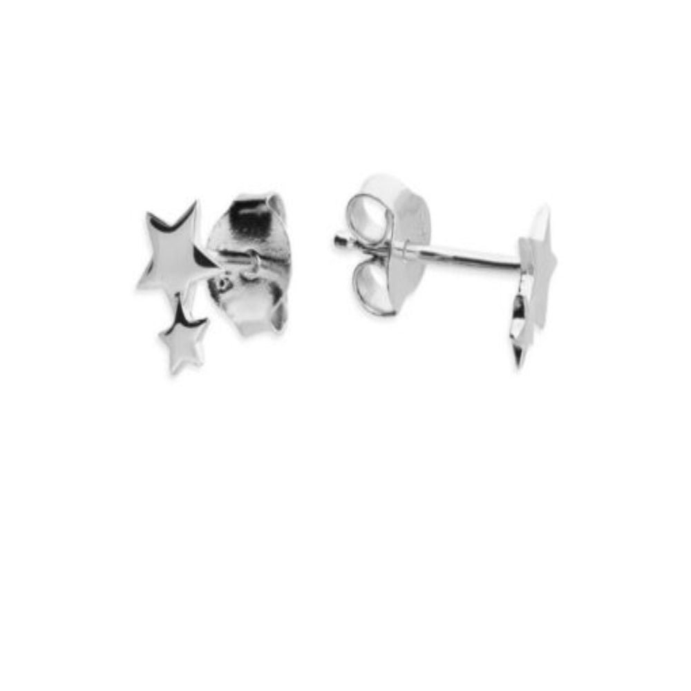 silver double star stud