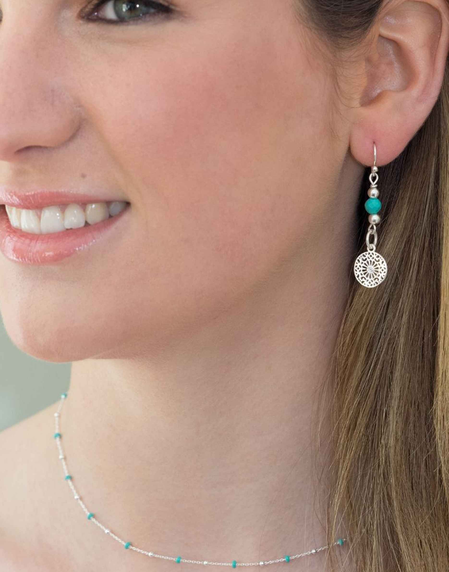 Silver Light Turquoise Enamel Necklace | Flutterby Jewellery