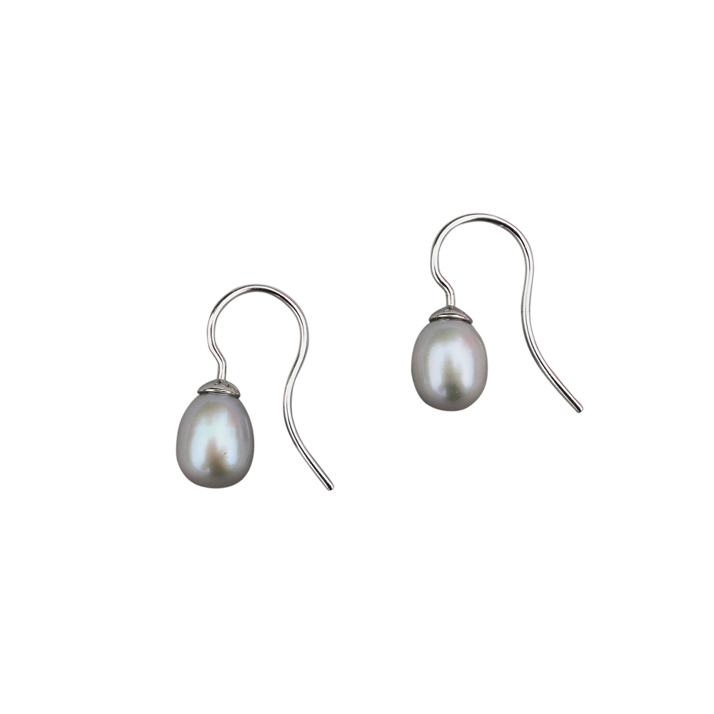 Silver Pearl Drop Earrings - Unusual Pearls Flutterby Jewellery