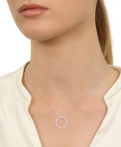 Circle of Life Cubic Zirconia Silver Necklace