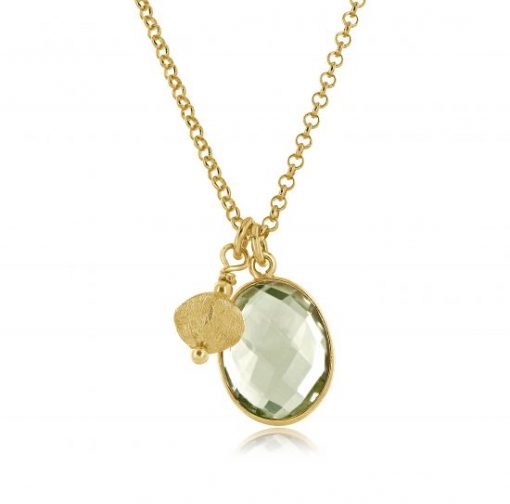 Letty gold & green amethyst charm pendant necklace
