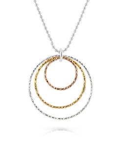 Chrissie silver, gold and rose gold 3 ring necklace