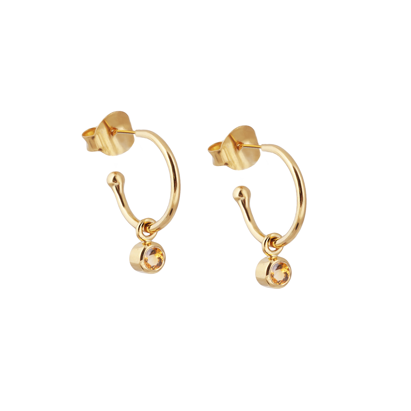 Gold Citrine November Birthstone Earrings - Flutterby Jewellery