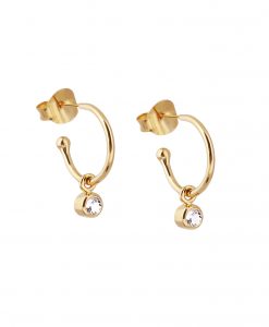 Gold Crystal April Birthstone Earrings