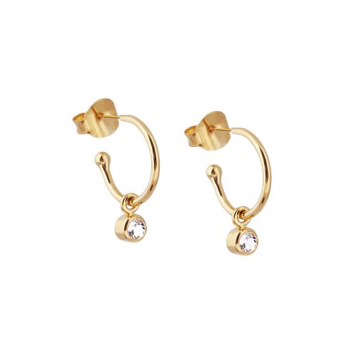 April Birthstone Crystal Gold Earrings