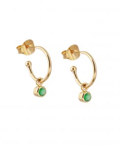 Gold Emerald Quartz May Birthstone Earrings