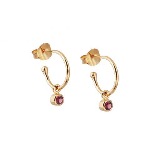 January Birthstone Garnet Gold Earrings