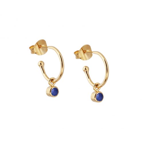 September Birthstone Lapis Lazuli Gold Earrings
