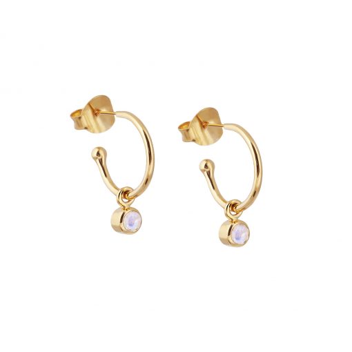 October Birthstone Moonstone Gold earrings
