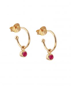 Gold Ruby Quartz July Birthstone Earrings