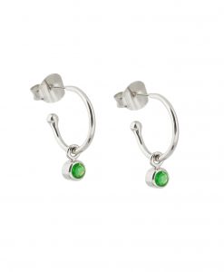 Silver Emerald Quartz May Birthstone Earrings