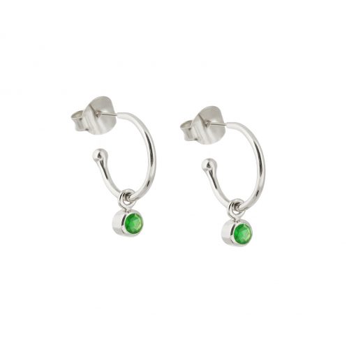 Silver Emerald Quartz May Birthstone Earrings