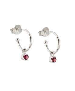 Silver Ruby Quartz July Birthstone Earrings