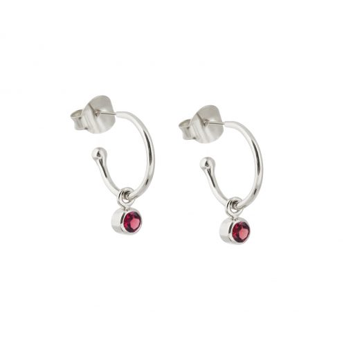 Silver Garnet January Birthstone Earrings