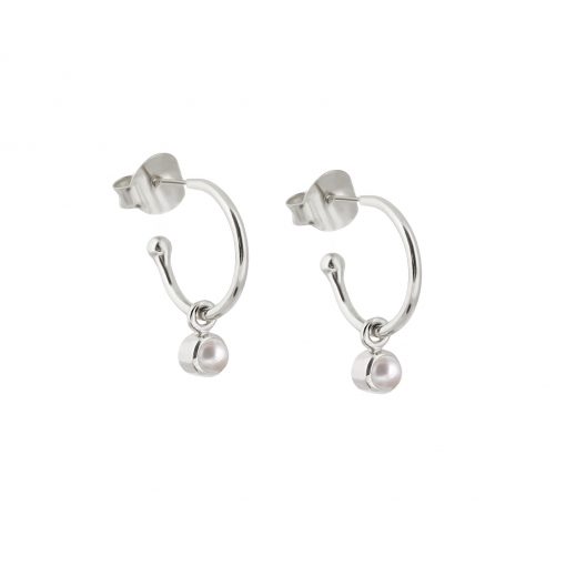 Silver Pearl June Birthstone Earrings