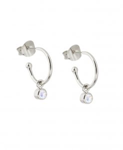 Silver Moonstone October birthstone earrings