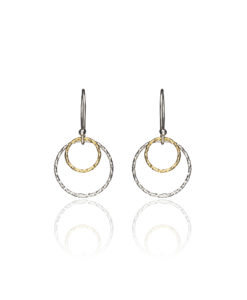 Silver and Gold Double Circle Earrings