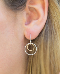 Model wears Double Circle earrings