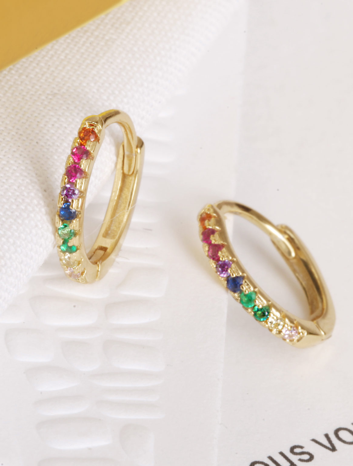 Gold Rainbow Huggie Earrings - Flutterby Jewellery