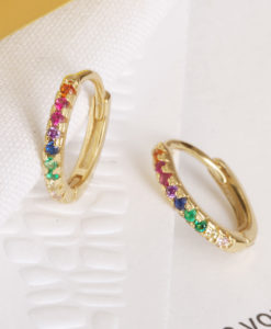 Gold Rainbow Huggie Earrings