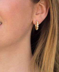 Joanna Gold and Pearl Hoop Earrings