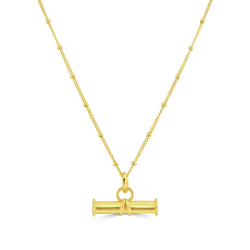 Gold T Bar Pendant Necklace