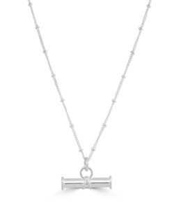 Silver T Bar Pendant Necklace