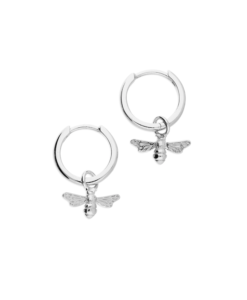 Silver Bee Huggie Earrings