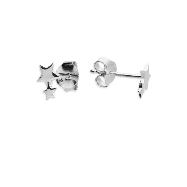 Silver Double Star Stud Earrings - perfect for teens Flutterby Jewellery