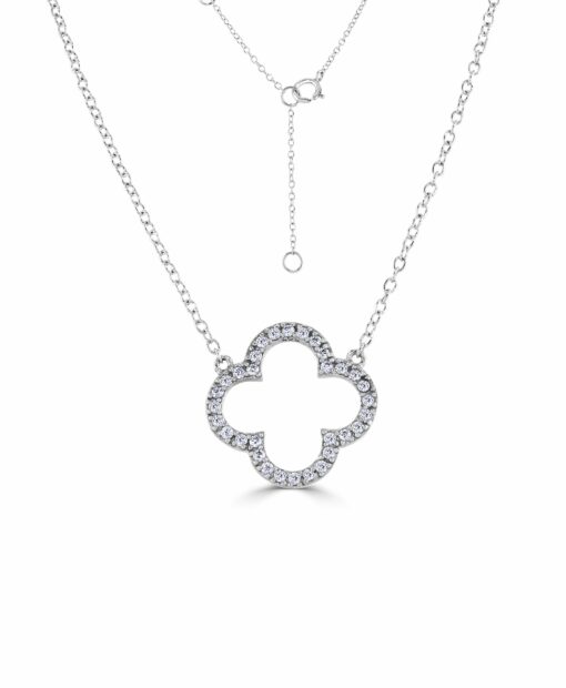 Cubic Zirconia Clover Necklace with silver